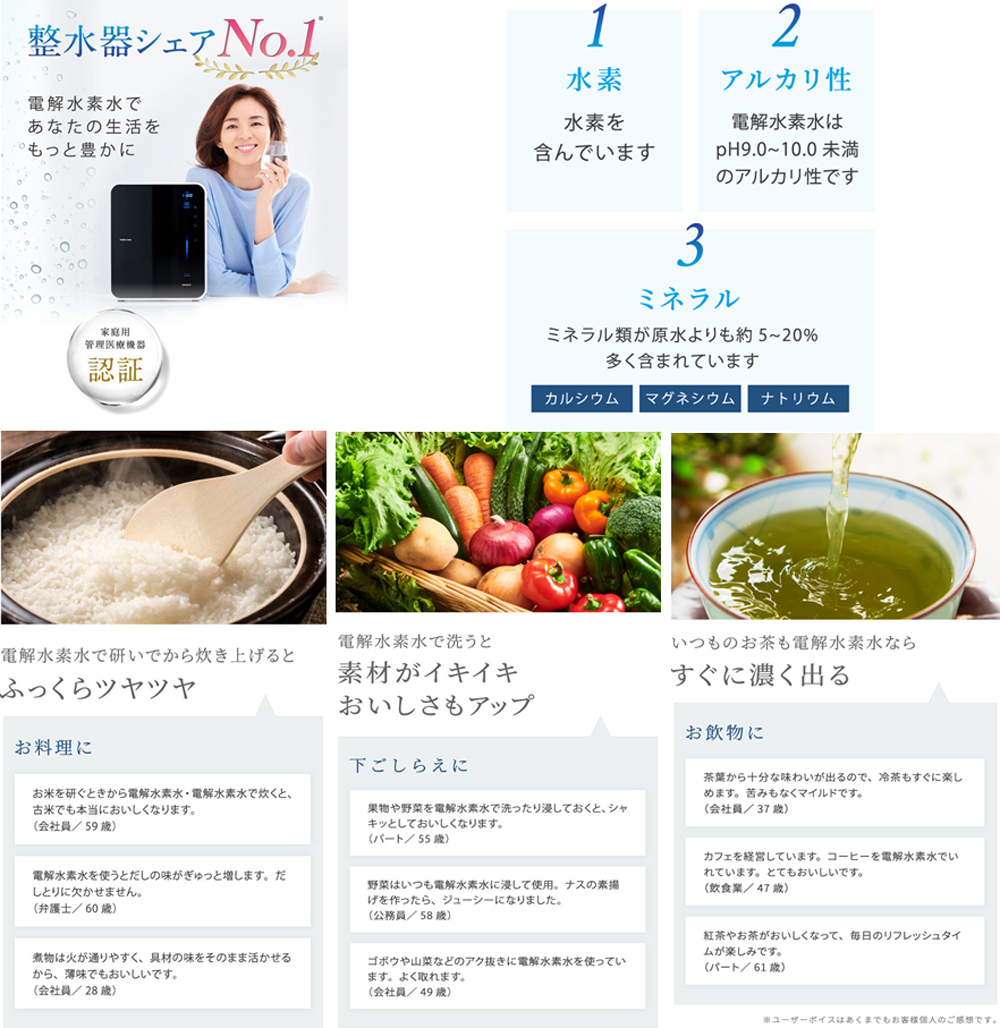 日本トリム「電解水素水」