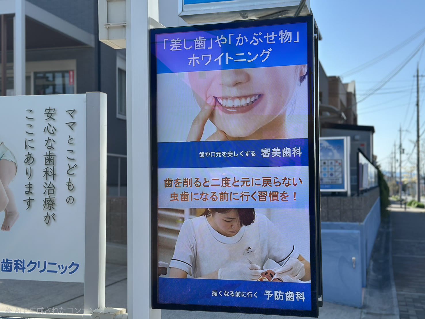 ふじわら歯科クリニック様　案内看板への縦型デジタルサイネージ設置