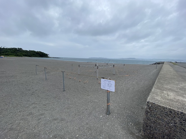 夏休みの営業に向けて沖ノ島海水浴場に仮設テントの設置（骨組みと外の囲い枠）を行いました。｜千葉県館山市の沖ノ島ダイビングサービスマリンスノー