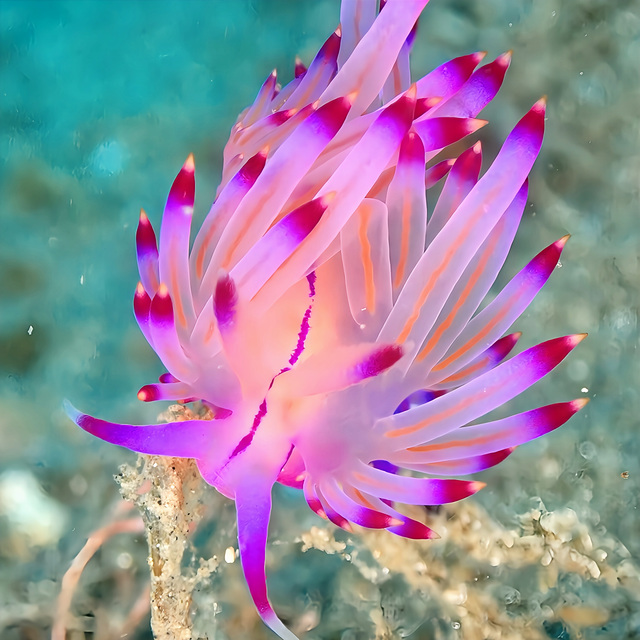 沖ノ島の海で見られる色鮮やかなウミウシ。ゆっくりと移動する姿が印象的で、初心者やブランクダイバーにも観察しやすい生き物。