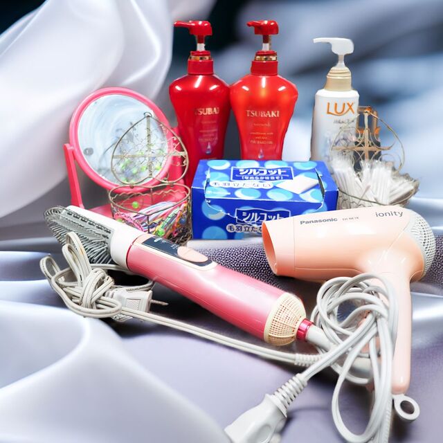 体験ダイビング後に使えるアメニティが整えられている様子