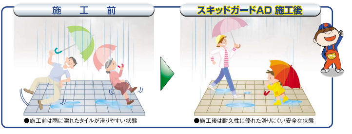 雨の日のお庭での滑り防止！
